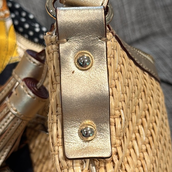 Kate Spade Bag Rattan Straw Tan Gold Hobo - Picture 15 of 17